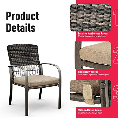 Pamapic Outdoor 5-Piece Patio Dining Set, Weather Resistant PE Rattan Table and Chairs, Comfortable Cushions, Easy Maintenance, 5 PCS, Beige