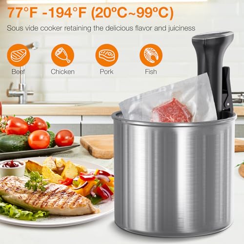 1100W Sous Vide Machine Upgraded Sous Vide Cooker Ultra-Quiet Precision Immersion Circulator with Touch Control & Digital Timer, IPX7 Waterproof Sous Vide Cooker for Home Chefs