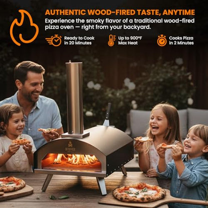 Stoke 16 Inch Outdoor Pizza Oven – Portable Outdoor Pizza Maker for Backyard, Camping, or Tailgating – Stainless Steel Multi-Fuel Oven with Pizza Stone & Accessories