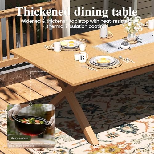 LayinSun Outdoor Dining Set for 12, 14 Pieces Patio Furniture Sets with Aluminum Dining Table and Rope Weave Chairs