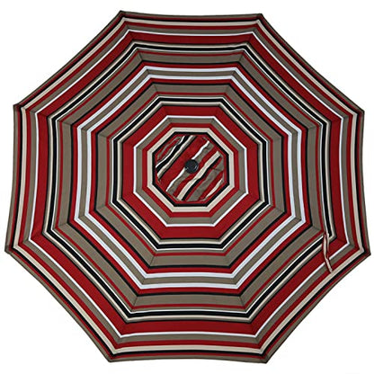 Sunnydaze Outdoor Patio Umbrella - Polyester Table Market Umbrella with Push-Button Tilt and Crank - 8 Sturdy Ribs - Awning Stripe - 9ft