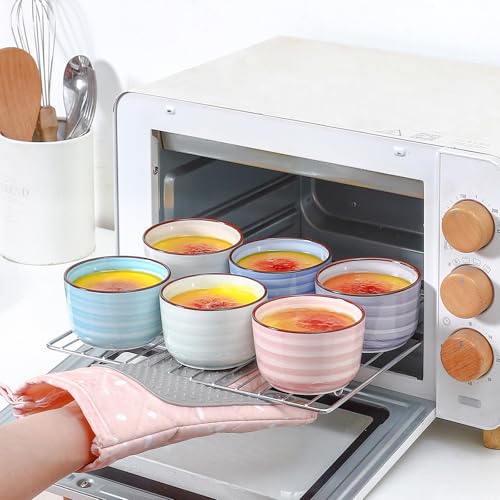 Selamica Ramekins 4 OZ Oven Safe for Creme Brulee, Porcelain Custard Cups Ramekins for Baking, Mini Souffle Dishes, Dipping Sauce Bowls, Set of 6, Gradient Color