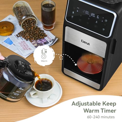 Gevi 10-Cup Grind & Brew Drip Coffee Maker with Built-In Burr Grinder
