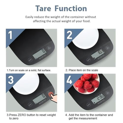 NUTRI FIT Food Scale for Kitchen Scales Digital Weight Grams and Ounces, Baking Scale Accurate for Weight Loss, Cooking, Coffee, Keto Diet, Meal Prep, 0.1oz Ultra Slim Smart Tare Black