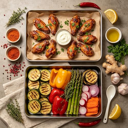 JNDALNG Stainless Steel Cookie Sheet for Baking Set of 3, Stainless Steel Baking Sheet, 9" 12" 16" Sheet Pans, Non Stick, BPA Free, Dishwasher Safe, Durable and Easy Clean (Set of 3-9,12,16”)