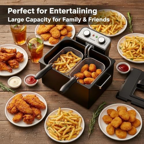 Vexon Large Electric Deep Fryer 4.9L/20Cups 1800W Black Stainless Steel Pot