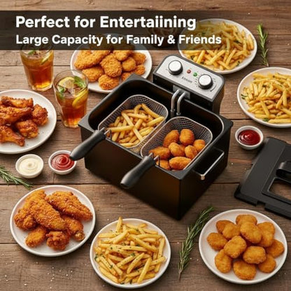 Vexon Large Electric Deep Fryer 4.9L/20Cups 1800W Black Stainless Steel Pot