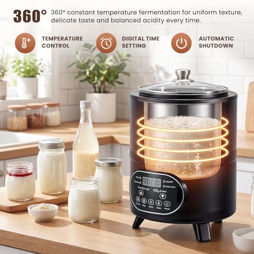 NEWTRY 8L/8.45qt Yogurt Maker, 110V Commercial Yogurt Maker Machine with Time and Temperature Control, Large Capacity Stainless Steel Inner Pot, for Dough Proofing, Rice Wine, Fruit Vinegar