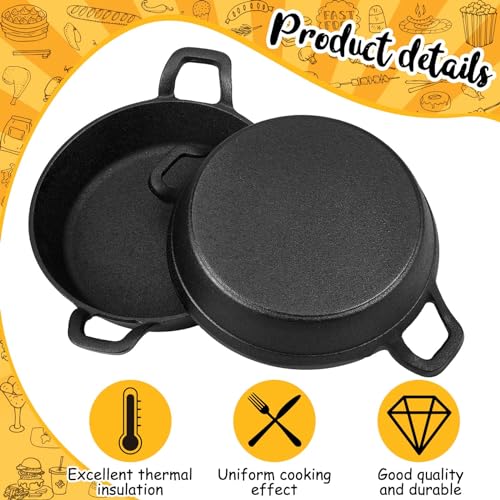 Ziliny Mini Cast Iron Skillets 7 x 7 x 1.7 Inch Cast Iron Pan Small Ramekin Set Black Casserole Dish Cookware Oven Safe Mini Skillets for Kitchen Indoor Outdoor Picnic (2 Pack)