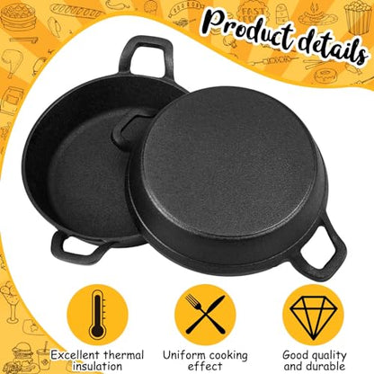 Ziliny Mini Cast Iron Skillets 7 x 7 x 1.7 Inch Cast Iron Pan Small Ramekin Set Black Casserole Dish Cookware Oven Safe Mini Skillets for Kitchen Indoor Outdoor Picnic (2 Pack)