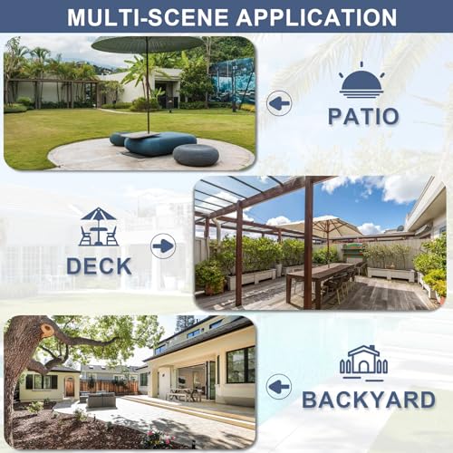 ALAULM 5 Piece Patio Dining Set All-Weather Wicker Outdoor Furniture Set w/Tempered Glass Tabletop, Removable Cushions and Umbrella Hole for Patio, Backyard, Garden, Poolside（Navy）