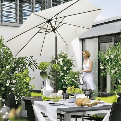 Blissun 9' Outdoor Patio Umbrella, Outdoor Table Umbrella, Yard Umbrella, Market Umbrella with 8 Sturdy Ribs, Push Button Tilt and Crank (Creamy White)