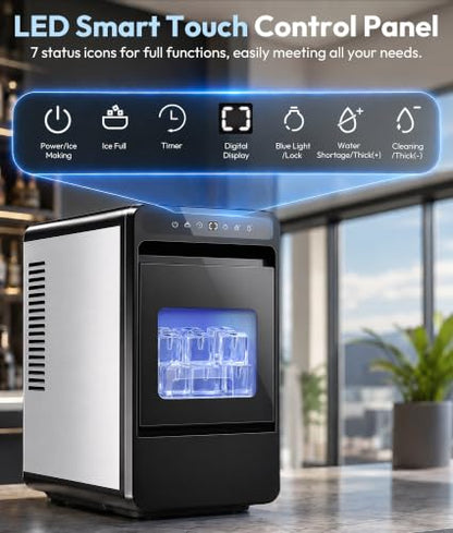 Oylus 1.6" Clear Ice Cube Maker, 4 Large Square Ice Cube in 25 Mins
