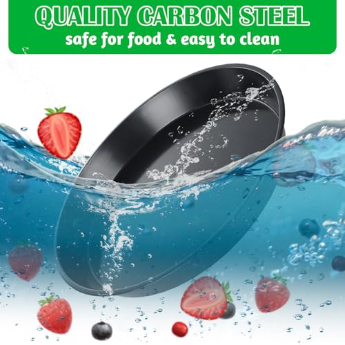 AKOLAFE 4 Pack Deep Dish Pizza Pan 12 Inch Pizza Pan for Oven Large Non Stick Pizza Plates Set Round Pizza Baking Sheet Nonstick Carbon Steel Pizza Sheet Personal Metal Pizza Trays for Serving Cooking