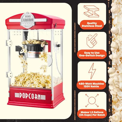 Great Northern Popcorn Big Bambino 4oz Popcorn Machine, Red
