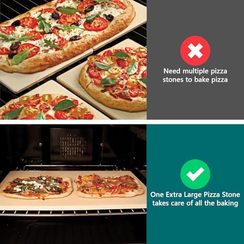 Extra Large Pizza Stone 22" x 14",Rectangular Pizza Grilling/Baking Stone 22 Inch,Industrial Commercial Home Oven Stone,Ideal for Grilling Baking Several Pizzas Bread