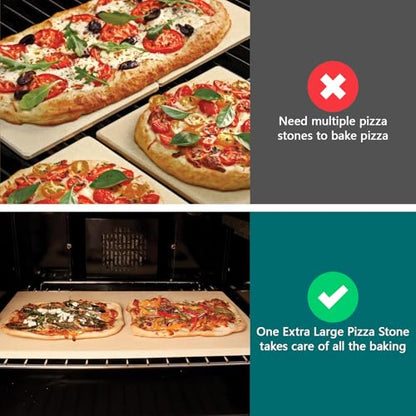 Extra Large Pizza Stone 22" x 14",Rectangular Pizza Grilling/Baking Stone 22 Inch,Industrial Commercial Home Oven Stone,Ideal for Grilling Baking Several Pizzas Bread