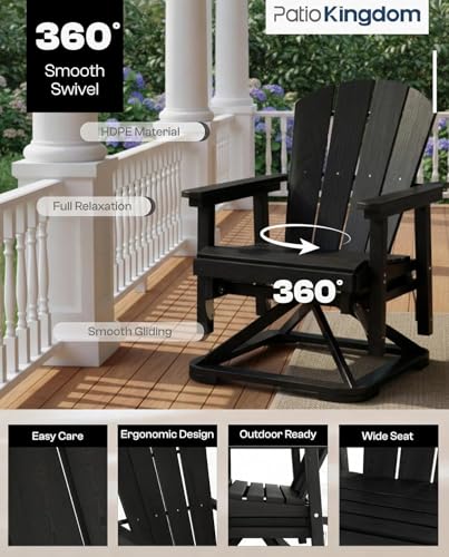 Patio Kingdom HDPE Outdoor Patio Furniture Set, 11-Piece Sectional Set with 3-Seat Sofa, 4 Armchairs & 4 Tables, All-Weather Couch with Grey Washable Cushions for Porch (Black Frame)