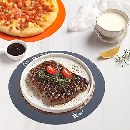 GUANCI Silicone Baking Mat Set of 4, 2 Medium 16.5"x11.6", 1 Small 11.8"x8.4", 1 Piece 9" Round, All Mats 0.7mm Thick, Food Grade Non-Stick Reusable Baking Mats for Pizza, Bread, Pastry, Macarons