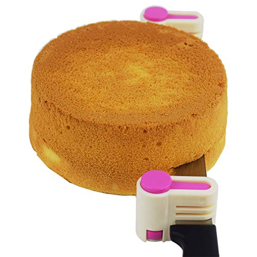 Yorwe 2PCS DIY Cake Slicer, Stratification Auxiliary, Bread Slice, Toast Cut, 5 Layers Leveler Slicer, Kitchen Fixator Tool (2, Rose Red)