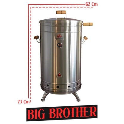 (50 POUND) Premium 304 Stainless Steel Barrel Smoker Grill 2-in-1 – Compact Charcoal Vertical BBQ with Thermometer & Ventilation System – Complete Accessories Kit – Portable for Outdoor & Camping.