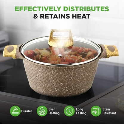 Nutrichef 22-Piece Marble Non-Stick Cookware and Bakeware Set - Professional Home Kitchen Collection with Multi-Sized Pots, Pans, and Heat-Resistant Tools