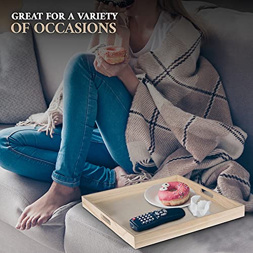 Hammont Wooden Square Trays - Five Piece Nested Serving & Organizing Trays - Rustic Brown Solid Wood - Set of 5 (16x16x1.5", 15.3x15.3x1.5", 14.5x14.5x1.4", 13.75x13.75x1.25", 13x13x1.1")