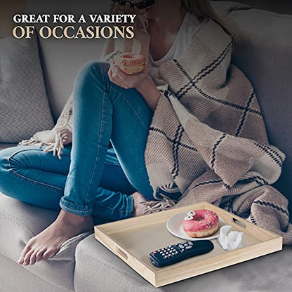 Hammont Wooden Square Trays - Five Piece Nested Serving & Organizing Trays - Rustic Brown Solid Wood - Set of 5 (16x16x1.5", 15.3x15.3x1.5", 14.5x14.5x1.4", 13.75x13.75x1.25", 13x13x1.1")