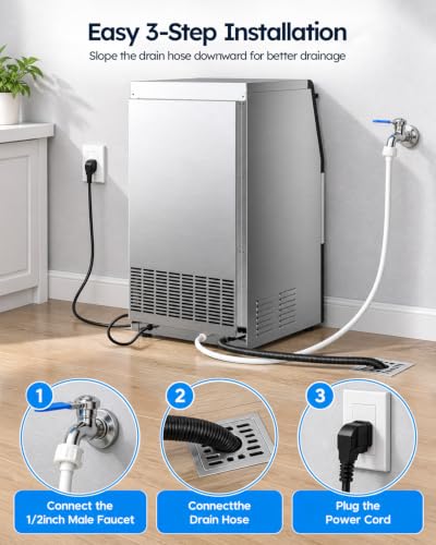 Mojgar Commercial Ice Maker Machine, 120lbs/24H,33lbs Ice Bin,ETL-Certified