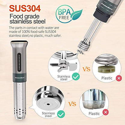 KitchenBoss Sous Vide Cooker Machine: Ultra-quiet 1100 Watts Sous Vide Precision Cooker IPX7 Waterproof Stainless Steel, Suvee Cooker Immersion Circulator Accurate Temp Digital LED Touch Screen G300S