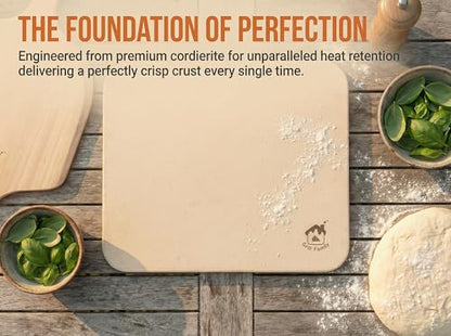 Pizza Stone for Oven & Grill, 15 x 12" x 0.6" Thick Large Baking Stone for Artisan Bread & Homemade Baking, RV Oven, Cordierite Stone by GRILL FAMILY