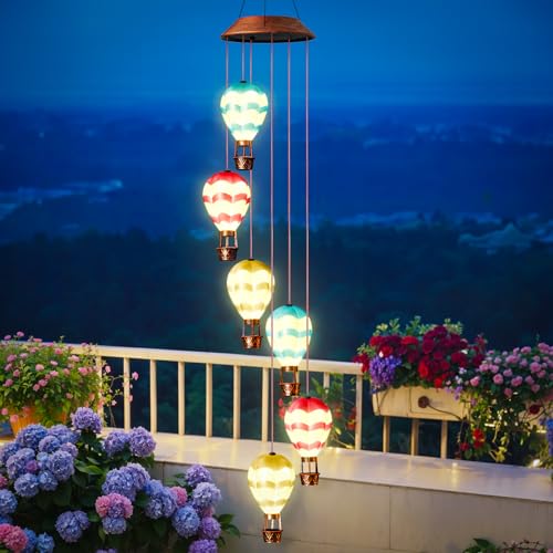 Singingarden Solar Wind Chimes for Outside - Solar Lights Outdoor Decor Gifts for Women Mom Grandma Birthday Gifts