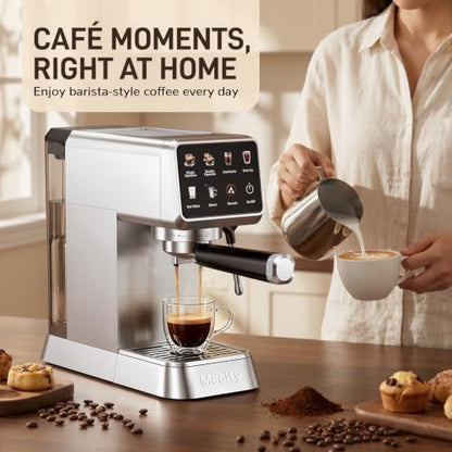 Mecity 20 Bar Espresso Machine with Milk Frother, Touchscreen Coffee Maker for Espresso, Americano & Over Ice Coffee, Compact Stainless Steel Latte & Cappuccino Maker