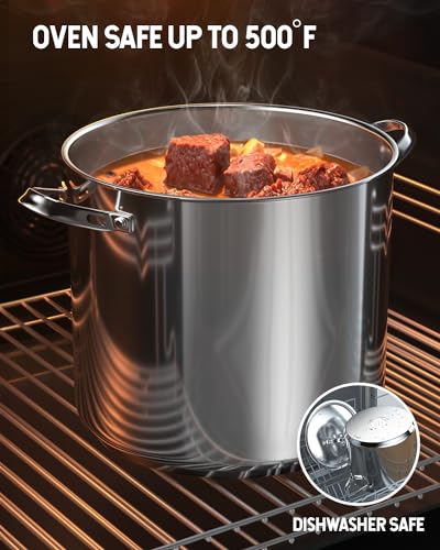 Cooks Standard Classic Stainless Steel Stock Pot with Lid, Large Cooking Pot for Pasta, Soup, Spaghetti, Oven Safe, Dishwasher Safe, Induction Compatible Cookware, 16-Quart