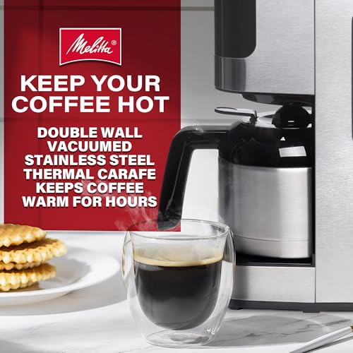 Melitta Aroma Tocco Thermal DRIP PROGRAMMABLE Coffee Machine 8 Cup Coffee Maker with Thermal Carafe Glass Touch Control Panel