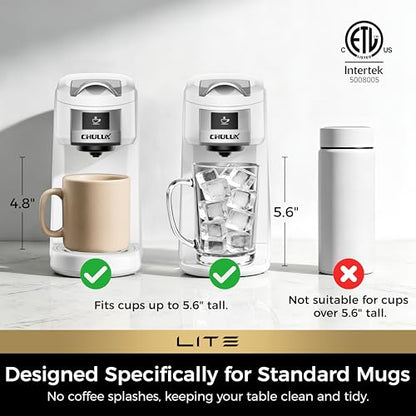 CHULUX Lite Single Serve Coffee Maker for K Cup Capsules, Single Cup Reservoir Coffee Maker with One Touch Brewing, 5 to 12 Oz Brew Sizes, Designed Specifically for Standard Mugs, White