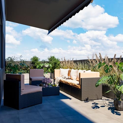 Pamapic 7 Pieces Outdoor Sectional Furniture，Wicker Patio sectional Furniture Sets，All-Weather Rattan Sectional Sofa Conversation Set with Coffee Table and Washable Couch Cushions Covers