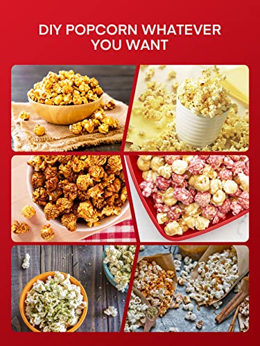 Popcorn Machine, FOHERE 6.3 Quarts Electric Hot Oil Popcorn Popper Machine with Stirring Rod, Large Lid for Serving Bowl and Convenient Storage, Removable & Nonstick Plate, 28Cups, Two Measuring Cups