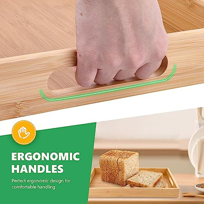 Sgigiul Bamboo Dinner Food Trays for Eating On Couch Party Platters for Serving Food Decorative Tray for Kitchen Counter Rectangle(16.5" Lx11.6''W and 15.5''Lx10.6''W)