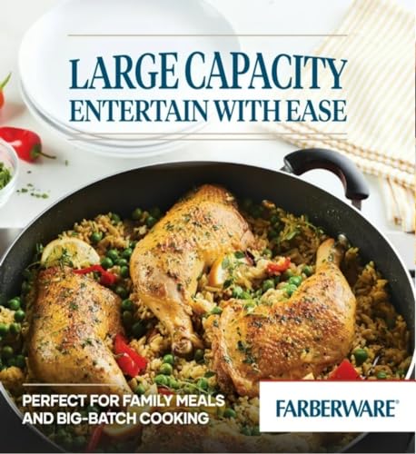 Generic 14-inch Easy Clean Nonstick Family Pan, Jumbo Cooker with Lid (Black), 15.37