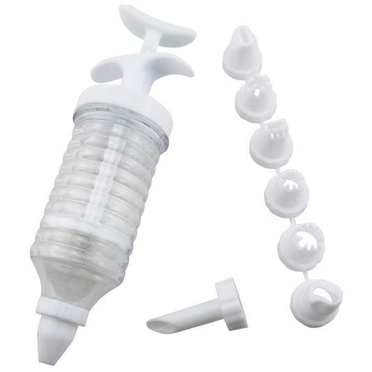 ZZHXSM Cupcake Injector Set - 1PC Plastic Cream Gun And 8pcs Cookie Pink Cake Decorative DIY Tools Tips, Pastry Syringe Extruder Kitchen Gadget Pastry Nozzles