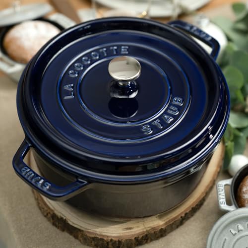 Staub Cast Iron 4-qt Round Cocotte - Dark Blue