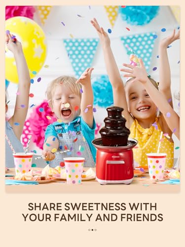 Reemix Electric Chocolate Fondue Fountain Machine - 3-Tier Stainless Steel Cascading Fountain, Easy Assembly & Cleaning, Party/Wedding/Home Dessert Maker, Red