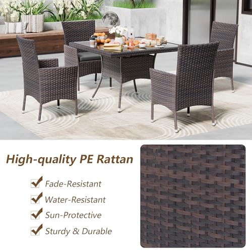 Kullavik 15 Pieces Outdoor Dining Set Patio Rattan Furniture Set,Patio Dining Table and Chairs Set with 12 Chairs and Cushions,Square Glass Tabletop with Umbrella Hole for Patio,Backyard,Grey