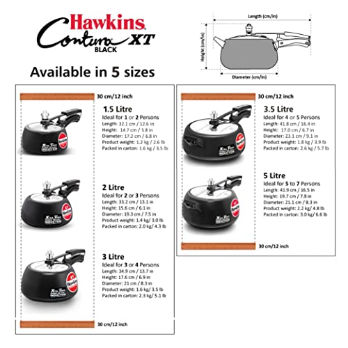Hawkins Contura Hard Anodized Induction Compatible Extra Thick Base Pressure Cooker, Black, 5L