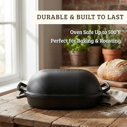 CuisiLand 9QT Cast Iron Dutch Oven for Bread Baking – Professional Sourdough & Artisan Loaf Oven, Superior Heat Retention, Heavy-Duty Cookware for Home & Kitchen