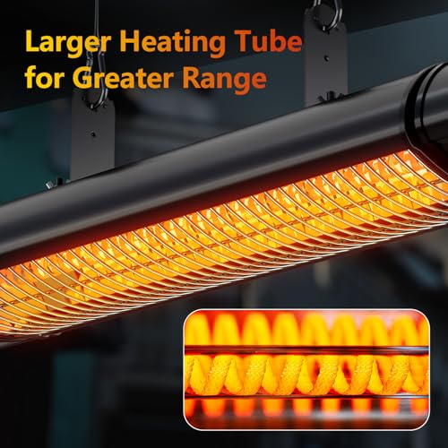 Hanging Patio Heater, Outdoor Electric Heater, Wall Mounted & Ceiling Infrared Garage Heater for Outdoor/Indoor Use, 1500W, Remote Control, Black