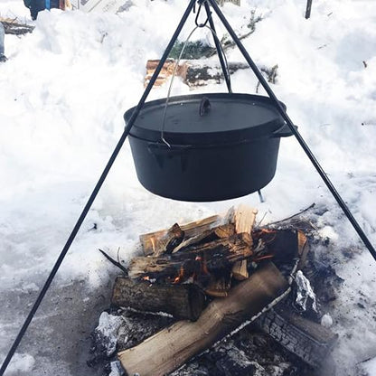 Cuisiland 12 Quart Cast Iron Dutch Oven with Lip Lid & Bail Handle – Pre-Seasoned Large Campfire Pot for Outdoor Cooking, Roasting, Baking & Stews – Heavy-Duty Cookware with Even Heat Distribution