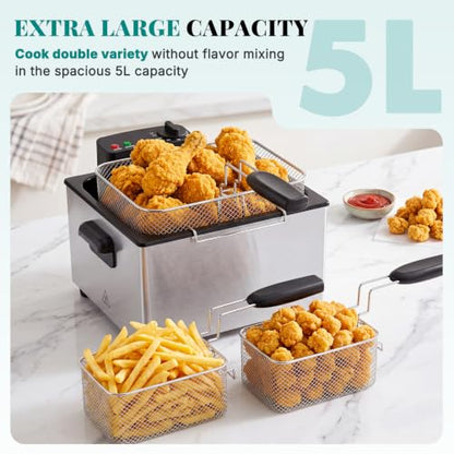 OLIXIS 5 Liter Deep Fryer with Blankets for Home Use, Large Electric Fryer