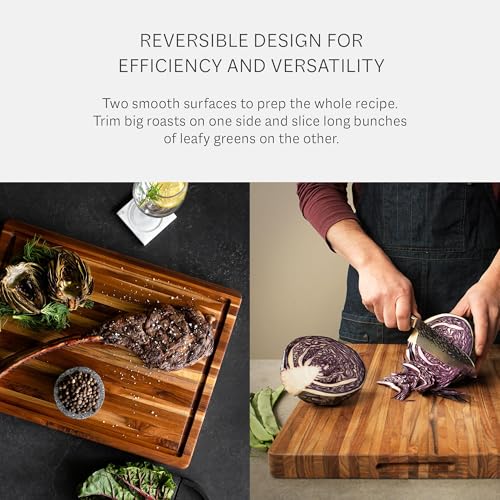 Teakhaus Carving Board with Juice Groove - Extra Large (XL) Teak Wood Cutting Board 24”L x 18”W x 1.5” Thick - Sustainably Harvested & FSC Certified - Knife Friendly with Beeswax Oil Finish